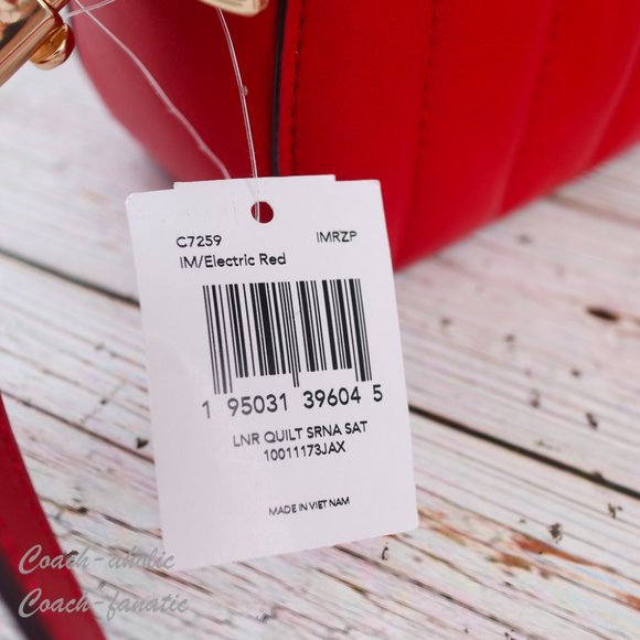 NWT Coach C7259 Serena Leather Satchel With Linear Quilting in Electric Red - Picture 6 of 14